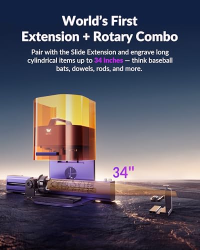 Rotary Pro Attachment for WeCreat Lumos Laser Engraver, Adjustable U-Axis Roller for Engraving Cylindrical Objects, Jewelry, Ring Interiors, Wine Glass, Baseball, Tumbler, Engraver Accessory WECREAT