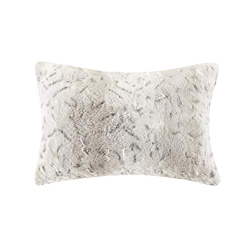 Madison Park Zuri Soft Plush Comforter Set, Faux Fur Animal Stripes Design, Faux Mink On The Reverse, Modern All Season Bedding Set with Matching Sham, Full/Queen, Snow Leopard 4 Piece Madison Park