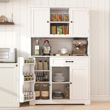 Gizoon Kitchen Hutch with Storage Kitchen Pantry Cabinet with Doors and Shelves Coffee Bar Cabinet with Storage Farmhouse Pantry for Dining Room and Craft Room, White Gizoon