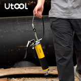 UTOOL Grease Gun, 8000 PSI Heavy Duty Pistol Grip Grease Gun Kit with 14 oz Capacity, 18 Inch Resin Flex Hose, 1 Patented Double Handle Coupler, 1 Basic Coupler UTOOL