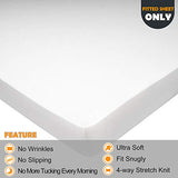 Soft Stretch Full Size Fitted Sheet Only - Jersey Knit, 4-Way Stretchy Snug Fit, Wrinkle Free & Stay in Place, No More Slipping Off for Mattress, Soft & Comfortable - White, Full N&Y HOME