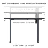 Electric Standing Desk 48 x 24 Inches - Height Adjustable Sit Stand Desk with Black Top & Black Frame, Home Office Desk for Work/Gaming, Quiet Motor, Memory Presets, Black Generic