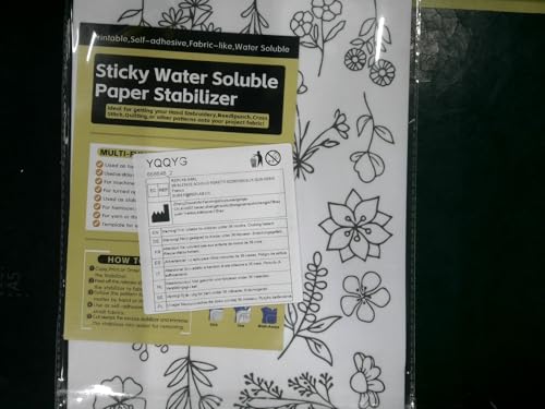 2 Sheets 39 PCS Water Soluble Embroidery Patterns, Stick and Stitch Embroidery Designs, Stick and Stitch Stencil Hand Stitching for Sewing Enthusiasts and Beginners, Large Flowers and Leaves YQQYG
