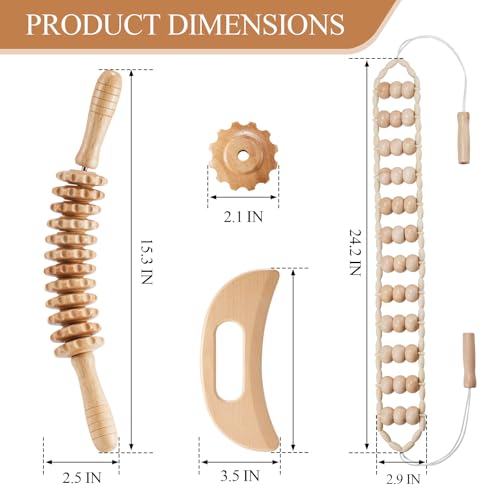 Dukucr 3Pcs Wood Therapy Massage Tools Lymphatic Drainage Massager Wooden Massager Body Sculpting Tools for Maderoterapia,Anti-Cellulite,Pain Relief Dukucr