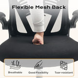 Ergonomic Office Chair,Computer Desk Chair Comfy with Flip-Up Armrests,Comfortable Lumbar Support Gaming Chairs for Bedroom,Study,Student,Wide Seat,Black Garvee