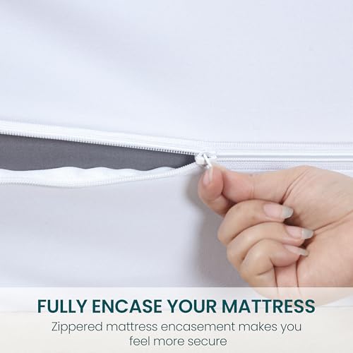 Zippered Mattress Encasement, Full Size Waterproof Mattress Protector, Breathable & Noiseless Absorbent 6-Sided Mattress Cover Cotton Passion