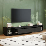 Timechee Black TV Stands for Living Room, Extendable Under TV Table Stand Cabinet with Drawers, Entertainment Center with Storage, Modern Entertainment Media Console Center for Living Room, Bedroom Timechee