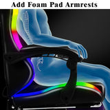 Czlolo RGB LED Lights Gaming Chair with Footrest for Adults and Kids, Lumbar Support Massager Video Game Chair, High Back Reclining Gamer Chair with Headrest, Swivel Office Computer Desk Chair(Purple) Czlolo