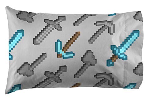 Jay Franco Kids Sheet Set with Fitted, Flat Sheets & Pillow Cover - Ultra-Soft Bedding with Pillowcase for Room Decor, Multi - Minecraft, 3 Piece Twin Jay Franco