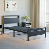 BOFENG Twin Bed Frame with Wood Headboard,Metal Single Platform Bed Frame Twin Size No Box Spring Needed,Heavy Duty Metal Slats Support,Noise Free,Single Bed Base,Easy Assembly,Black BOFENG