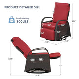 ATR ART TO REAL Outdoor Swivel Chair, Wicker Outdoor Recliner for Patio Dual-Adjust Reclining Lounge Chair with Removable Soft Cushion, for Patio, Porch, Poolside, Balcony, Lawn (Red)