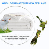 All Season Wool Comforter Duvet Insert Twin Size, Ultra-Soft Wool Filled Comforter, Medium Weight, Washable, Noiseless Cotton Shell(White) YMLIVE