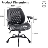 YFO Home Office Desk Chair Office Rubber Casters Ergonomic Computer Chair with Lumbar Support Adjustable Height Rolling Swivel Executive Task Armrests Chair， Black PU YFO