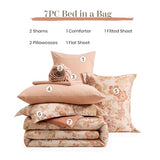 BLOOMHAVEN King Comforter Set -7 Pieces Terrecotta Floral Comforter Set for All Seasons, Bed in a Bag King with Botanical Flowers Comforter, Sheets, Pillowcases & Shams BLOOMHAVEN