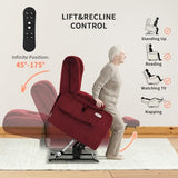 EONIX Lay Flat Power Lift Recliner Chair with Heat and Massage, Dual Motor Electric Lift Chair for Elderly for Postoperative Recovery, 400lbs Heavy Duty, Cup Holders, Lumbar Pillow, Burgundy