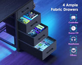 ODK 55 Inch Computer Gaming Desk with Power Outlets & 4 Drawers, Home Office Desk with Monitor Stand & Printer Shelves, Black ODK