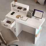 TUSY 42.2" H Modern Reception Desk with Drawer - Small Front Desk with Adjustable LED Light, Reception Room Table with Built-in USB Outlet for Office, Salon, Lobby (47.2" W x 19.69" D x 42.2" H) TUSY