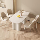 HOTICKME 55.11" Oval Dining Table for 4-6 People, Modern Kitchen Tables with Sturdy Legs, Dinner Tables with 1.88" Thick Tabletop, RectangularTables for Home, Office White HOTICKME