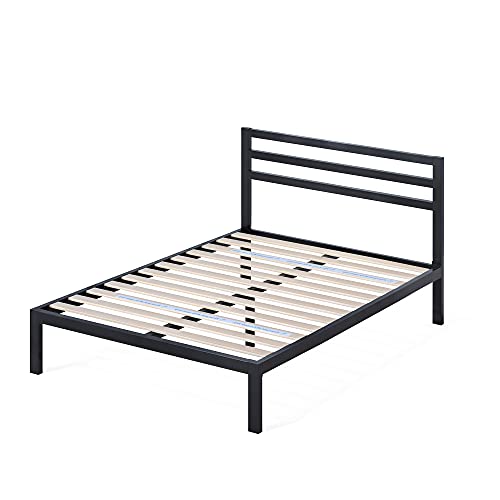 Zinus Mia King Metal Platform Bed Frame with Headboard and Wood Slat Support - No Box Spring Required, Easy Assembly in Black - WoodArtSupply