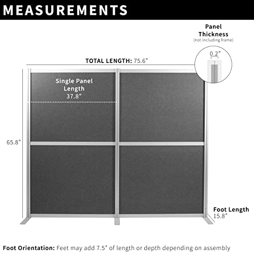 VIVO Modular Wall System, 2 PET Panels, Modern Professional Office Cubicle Dividers, Freestanding Privacy-Screen, 66 inches High, Dark Gray, PP-MWS63D VIVO