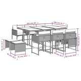 vidaXL 11-Piece Patio Dining Set - Poly Rattan Outdoor Furniture with Acacia Wood Table Top - includes Cushions - Foldable, Space-Saving Design for Garden/Patio/Backyard vidaXL