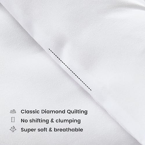 SLEEP ZONE King Size Comforter Duvet Insert, Down Alternative Reversible Comforter, Lightweight, Soft and Breathable Bedding All Season, Diamond Quilting White SLEEP ZONE