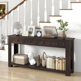 Giantex 63" Farmhouse Console Table with 4 Drawers, Modern Wood Entryway Table, Narrow Long Sofa Tables with Open Storage Shelf for Living Room, Hallway, Entrance, Foyer, Rustic Vintage, Espresso Giantex