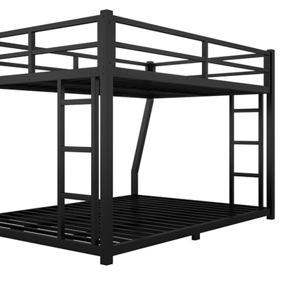 Miscoos Metal Full XL Over Queen Bunk Bed for Teens and Adults, Space-Saving/Noise Reduced/No Box Spring Needed, Black