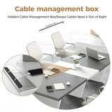 Huariifowm 118" Conference Table for 8, Modern Grey & White Meeting Table with 2.1" Thick Top and Cable Management Box, 10 Ft Office Conference Room Table for Boardroom, Training Room Huariifowm
