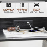 AMHANCIBLE Record Player Stand with Charging Station, Large Turntable Stand with Storage Cabinet, 3 Tier End Table Hold Up to 100 Albums, Record Stand for Vinyl, Living Room, Black, HETCD012BK-1 AMHANCIBLE