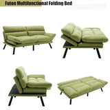 70" Green Modern Linen Convertible Folding Futon Couch Sofa Bed Adjustable Pillow Top Arm Memory Foam Couch Double Loveseat Sofa for Compact Living Space,Dorm,Game Studio,Apartment,Bedroom Klwenas Maec