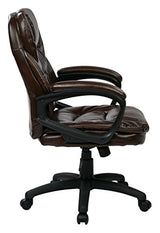 Office Star FL Series Faux Leather Manager's Adjustable Office Chair with Lumbar Support and Padded Arms, Chocolate Office Star Products