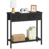HOOBRO 29.5" Narrow Console Table with 2 Fabric Drawers, Small Entryway Table with 2-Tier Storage Shelves, Sofa Table, Behind Couch Table, for Living Room, Hallway, Black BB71XG01 HOOBRO