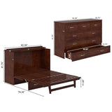 AFI, Northfield Murphy Bed Chest Queen with 6" Mattress, Storage Drawer & Built-in USB Charger, Walnut AFI