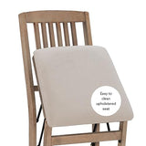 Linon Keira Wooden Folding Chair Upholstered Seat and Mission Back Set of 2, Dining Height, Rustic Natural & Beige Linon