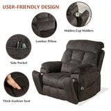 FuPatio 4 Motor Power Lift Recliner Chair for Elderly, 400LBS Big Man Oversized Lay Flat Recliner with Massage Heat, Zero Gravity Electric Lift Chair, Adjustable Headrest, Cup Holders,Dark Grey