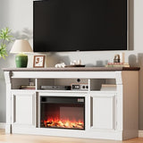 Garvee 58" Farmhouse Fireplace TV Stand, Entertainment Center with Open Storage Cabinets for TVs Up to 75", Media Console for Living Room,White Garvee