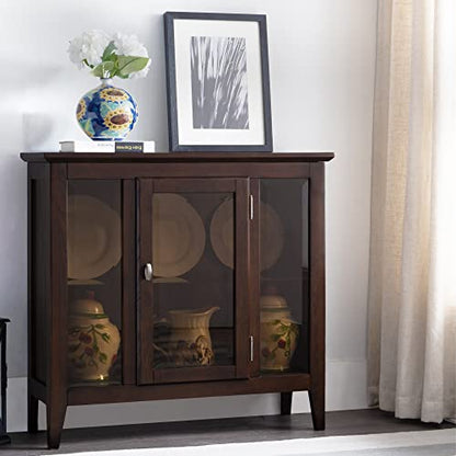 Leick Furniture Entryway Curio Cabinet with Interior Light, Chocolate Oak - WoodArtSupply