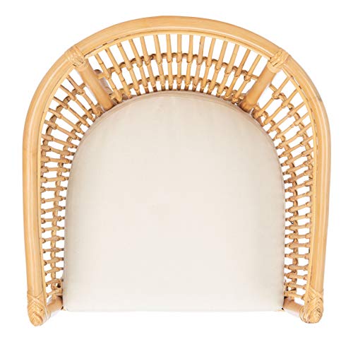 SAFAVIEH Home Collection Olivia Rattan Cushion Accent Chair, Natural/White Safavieh