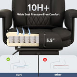 JULYMON Executive Office Chair Big and Tall 400LBS, 165° Reclining Office Chair with Footrest, Leather Desk Chair with Quiet Wheels, Height Adjustable, Padded Arms, Black JULYMON