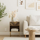 Masupu Nightstand,Modern Night Stand Boho Farmhouse Wood Bedside Table with Storage Drawer Side End Table for Bedroom,Living Room,Office,Walnut Brown Masupu