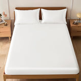 VACVELT 3-Piece Satin Fitted Sheet Set King Size, Ivory White Bottom Bed Sheet with 2 Pillowcases, Similar to Silk Sheets, Luxury & Silky Bedding Set, 15 Inch Deep Pocket VACVELT