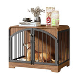 31.5" Farmhouse Dog Crate Furniture for Small Dogs, Decorative Pet House End Table, Wooden Dog Kennel Furniture Indoor, Retro Brown Berenlefe