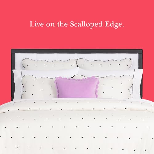 kate spade new york Scalloped Edge Euro Sham, 26" x 26" Decorative Pillow Cover, Single 100% Cotton Cover, Machine Washable, Marshmallow kate spade new york