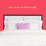 kate spade new york Scalloped Edge Euro Sham, 26" x 26" Decorative Pillow Cover, Single 100% Cotton Cover, Machine Washable, Marshmallow kate spade new york