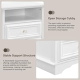 XIAO WEI White Nightstand with Hidden Drawer Set of 2, 2-Drawer Nightstand with Open Shelf – Sturdy Wood Bedroom End Table with Storage, Modern Furniture for Bedroom Organization XIAO WEI
