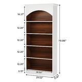 LITTLE TREE 70.9" White & Oak 5-Tier Vintage Bookshelf with Open Shelves LITTLE TREE