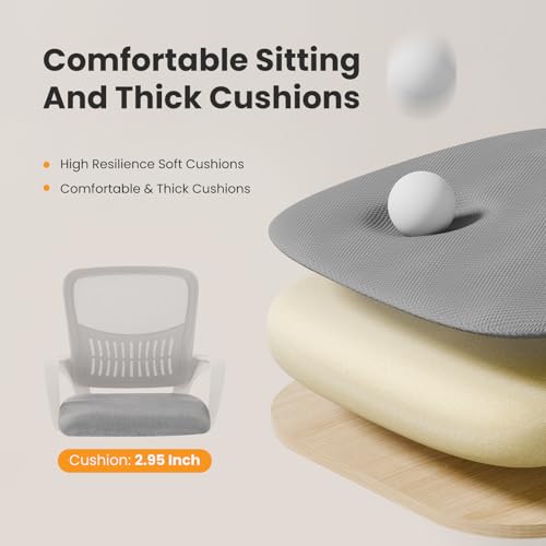 Sweetcrispy Home Office Managerial Executive Chair, Ergonomic Mesh Adjustable Swivel Mid-Back Computer Desk Chair with Comfortable Lumbar Support, Comfy Arms for Bedroom,Study Sweetcrispy