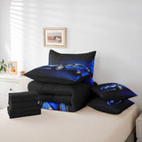 Feelyou Sports Car 7 Piece Bedding Set Blue Race Car Comforter Set with Sheets for Kids Boys Girls Extreme Sports Theme Bed in a Bag Cool Speed Luxury Car Decor Bed Set with 2 Pillowcases Full Feelyou