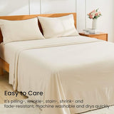 GOKOTTA 4-Pcs King Size Sheets Set, 10-16" Deep Pocket, Non-Slip Elastic Corner Straps, Washed & Brushed Microfiber Polyester - Hotel Luxury, Ultra Soft, Breathable, Wrinkle-Free, Anti-Rip - Beige GOKOTTA